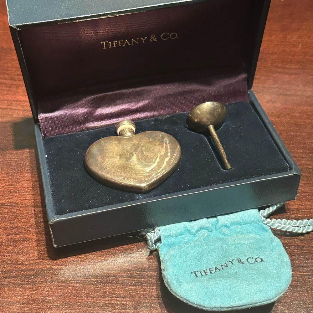 Tiffany & Co. Brass Heart Perfume Bottle Set